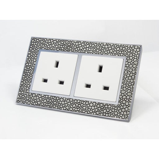 pearl leather double frame with white insert of double UK socket
