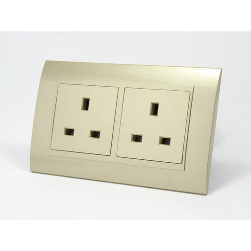Gold Plastic Double Frame with gold insert of double uk socket