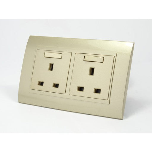Gold Plastic Double Frame with gold insert of double switched uk socket