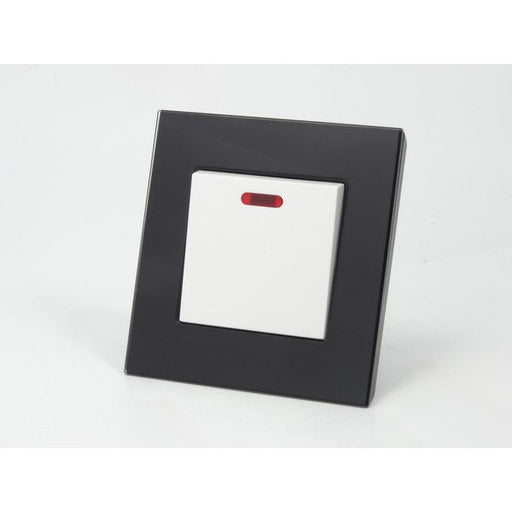 Single Black Glass Frame and white 20A switch with neon