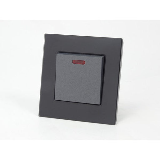 Single Black Glass Frame and grey 20A switch with neon