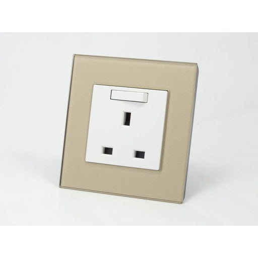 Gold Glass Single Frame with gold insert of switched uk socket