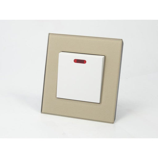Gold Glass Single Frame with white insert of switch with neon