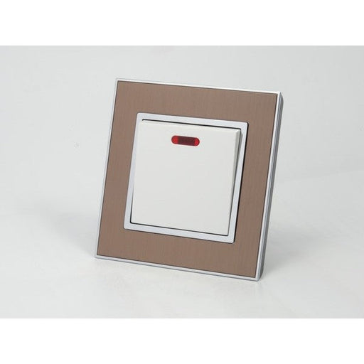 Satin Gold metal single frame with white insert switch with neon