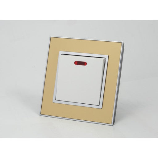 Gold Mirror Glass Single Frame with white insert of neon switch