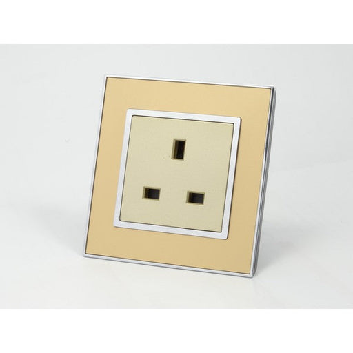 Gold Mirror Glass Single Frame with gold insert of uk socket