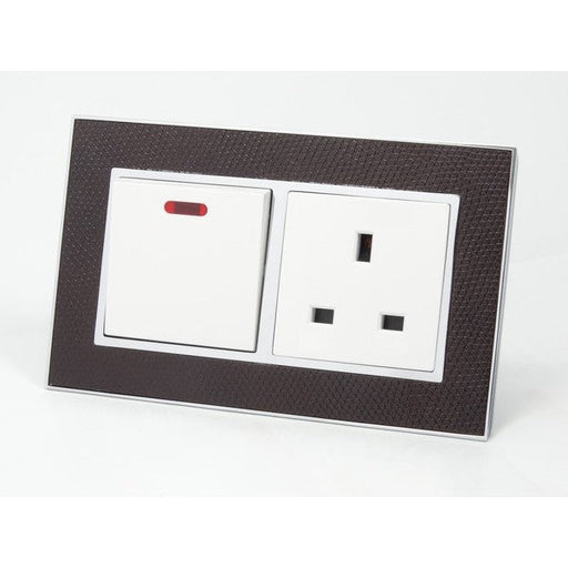 goat skin leather double Frame with white Interests of double switch and uk socket