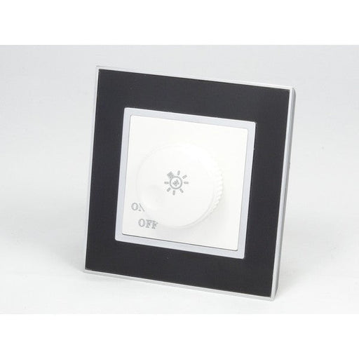 black mirror glass single with white rotary dimmer light switch