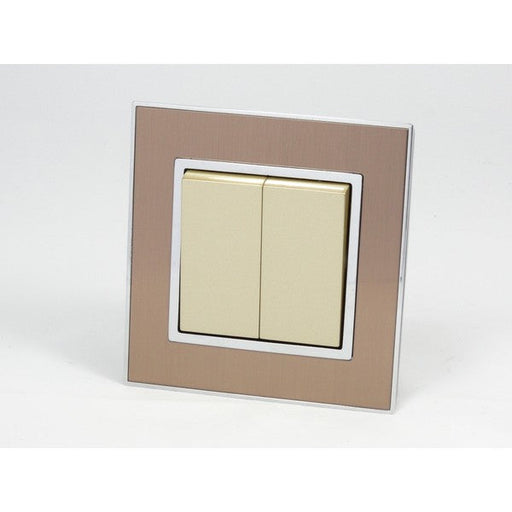 Gold Satin Metal Single Frame with gold insert of 2 gang light switch