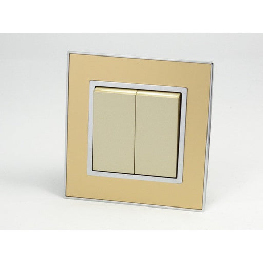 Gold Mirror Glass Single Frame with gold insert of 1 gang light switch