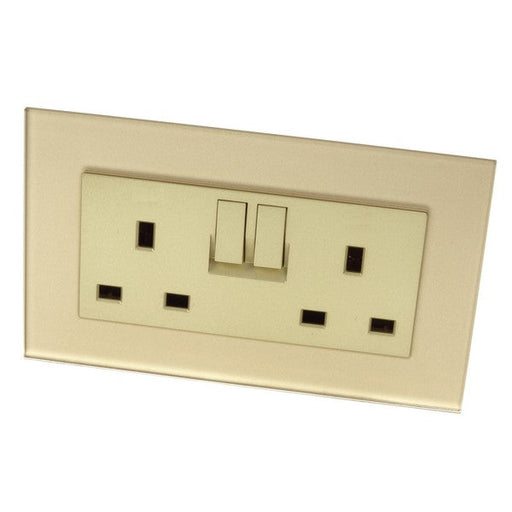 Gold Glass Double Frame with gold inserts of switched wall plug UK socket