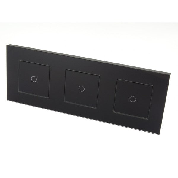 I LumoS Luxury Black Glass Frame & Black Insert LED On/Off Touch Light Switches