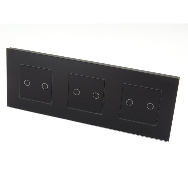 I LumoS Luxury Black Glass Frame & Black Insert LED On/Off Touch Light Switches