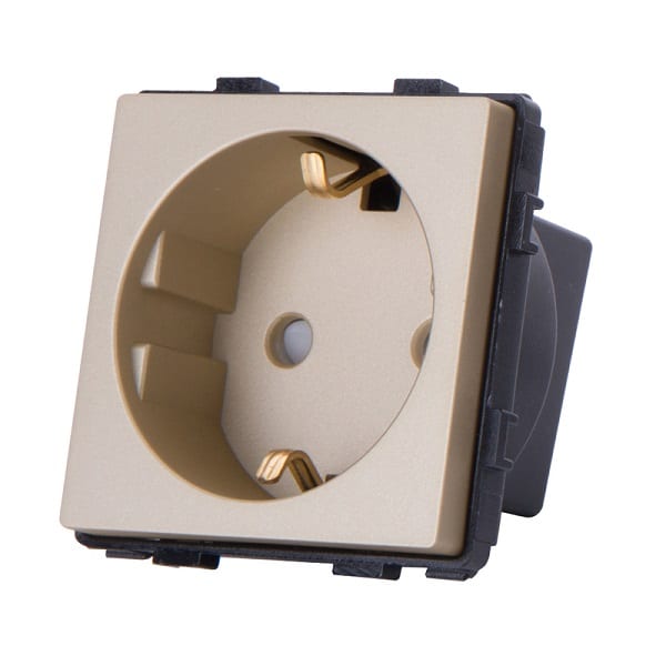 I LumoS Gold Schuko 16A EU Unswitched Socket Module