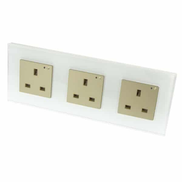 I LumoS White Glass Frame WIFI RF Switched UK 13A Triple Socket