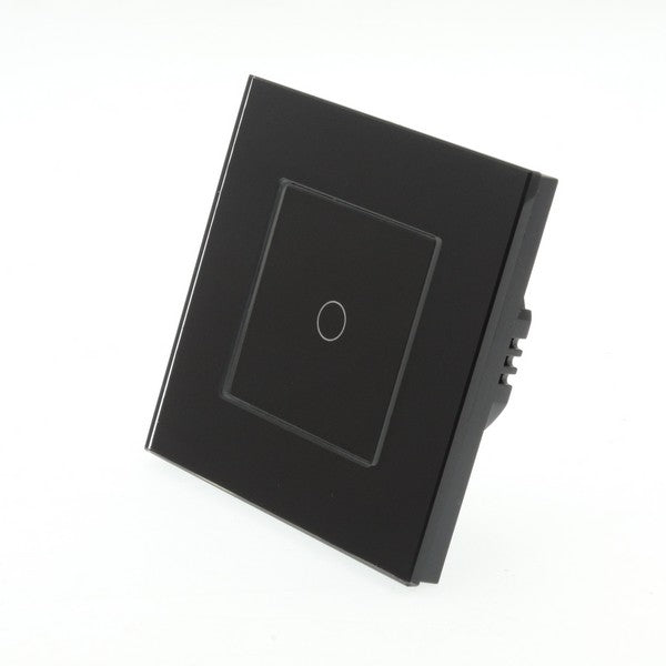 I LumoS Luxury Black Glass Frame & Black Insert LED On/Off Touch Light Switches