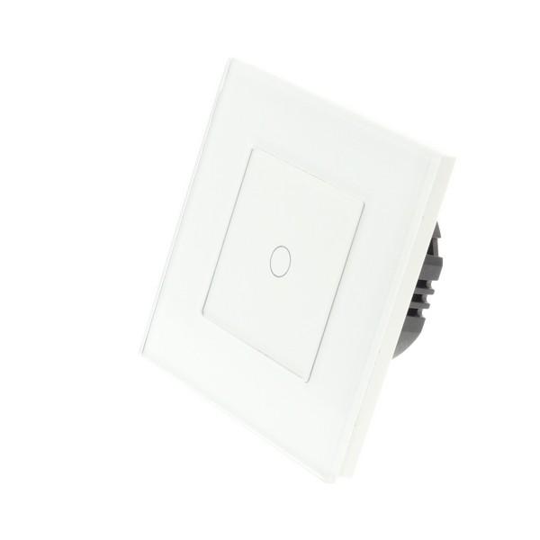 I LumoS Luxury White Glass Frame & White Insert LED Remote On/Off Touch Light Switches