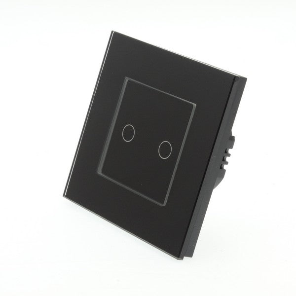 I LumoS Luxury Black Glass Frame & Black Insert LED On/Off Touch Light Switches