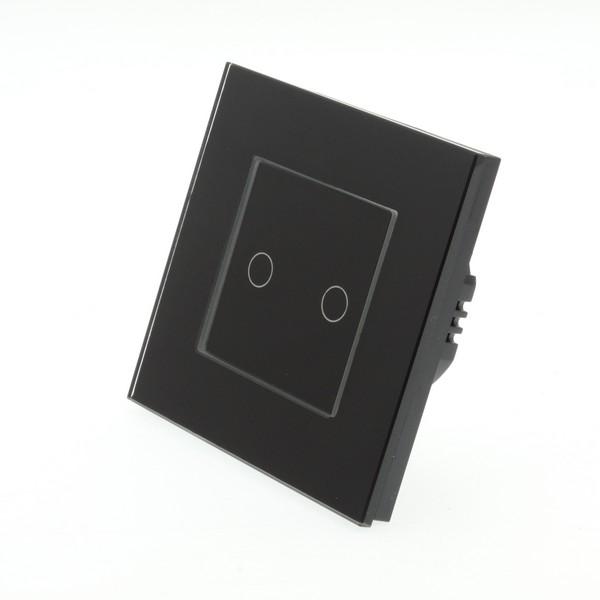 I LumoS Luxury Black Glass Frame & Black Insert LED Remote Dimmer Touch Light Switches