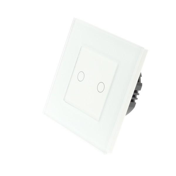 I LumoS Luxury White Glass Frame & White Insert LED Remote On/Off Touch Light Switches