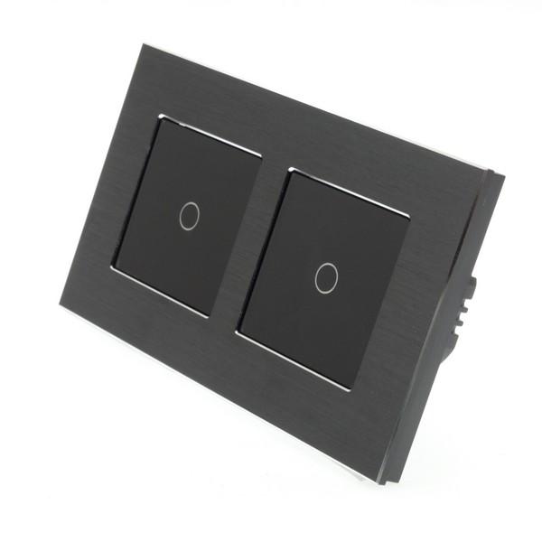 I LumoS PRO Black Brushed Aluminium Frame & Black Insert LED Smart Wi-Fi + RF Dimmer Touch Light Switches
