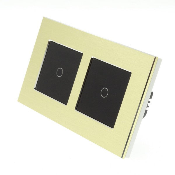 I LumoS Luxury Gold Aluminium Double Frame Touch WIFI Dimmer & WIFI On/off Combination LED Light Switches