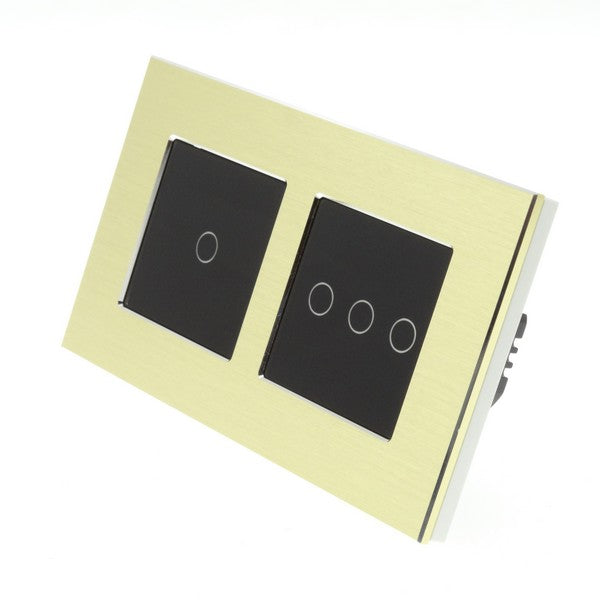 I LumoS Luxury Gold Aluminium Double Frame Touch WIFI Dimmer & WIFI On/off Combination LED Light Switches