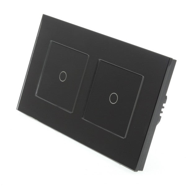 I LumoS Luxury Black Glass Frame & Black Insert LED On/Off Touch Light Switches