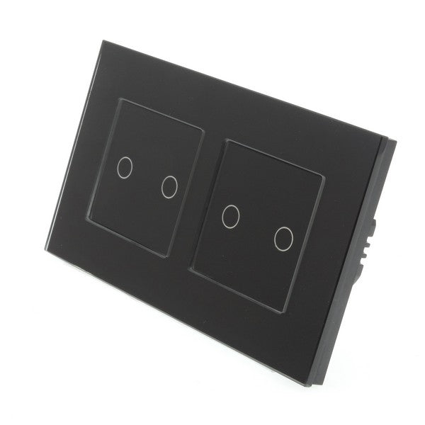 I LumoS Luxury Black Glass Frame & Black Insert LED On/Off Touch Light Switches
