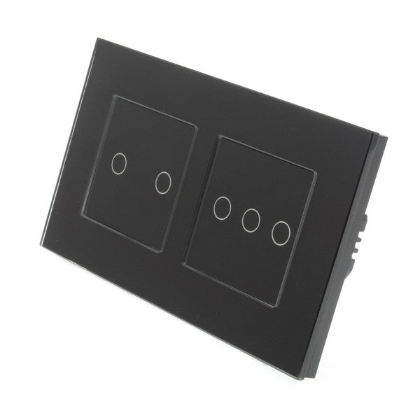I LumoS Luxury Black Glass Frame & Black Insert LED On/Off Touch Light Switches