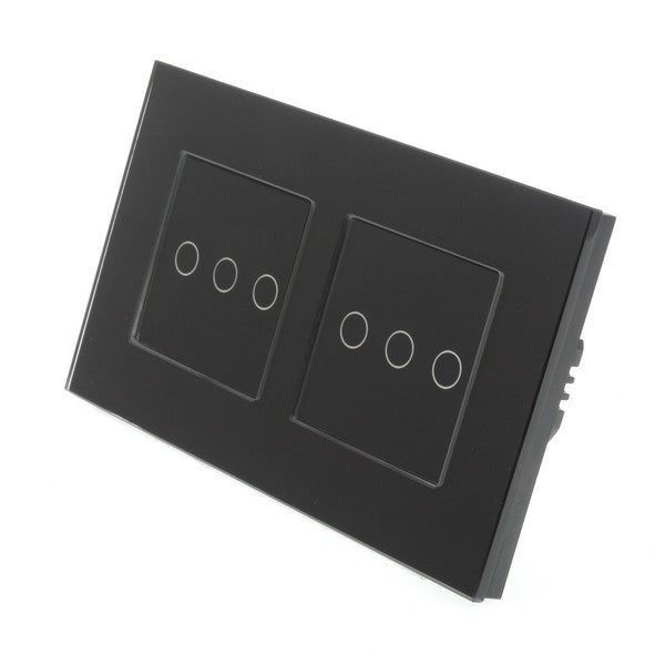 I LumoS Luxury Black Glass Frame & Black Insert LED On/Off Touch Light Switches