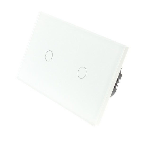 I LumoS Luxury White Glass Double Panel Touch Dimmer 1 Way & 2 Way Combination LED Light Switches