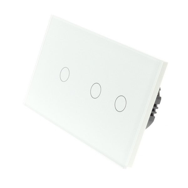 I LumoS Luxury White Glass Double Panel Touch Dimmer 1 Way & 2 Way Combination LED Light Switches
