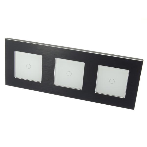 I LumoS PRO Black Brushed Aluminium Frame & White Insert LED Smart Wi-Fi + RF Dimmer Touch Light Switches