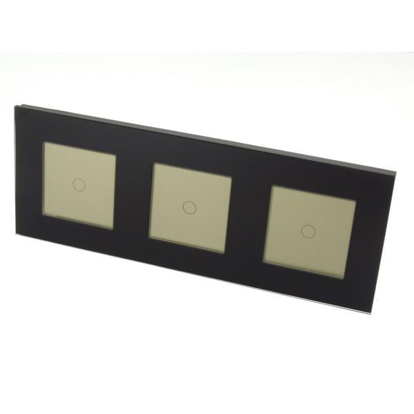 I LumoS Luxury Black Glass Frame & Gold Insert LED Remote On/Off Touch Light Switches