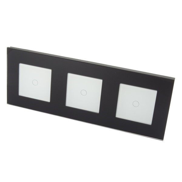 I LumoS Luxury Black Glass Frame & White Insert LED On/Off Touch Light Switches