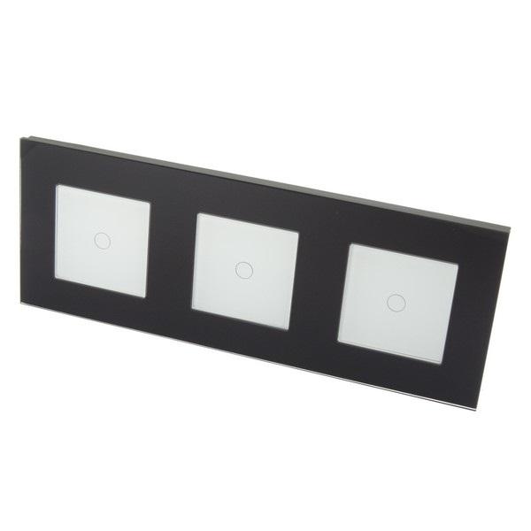I LumoS Luxury Black Glass Frame & White Insert LED Remote Dimmer Touch Light Switches