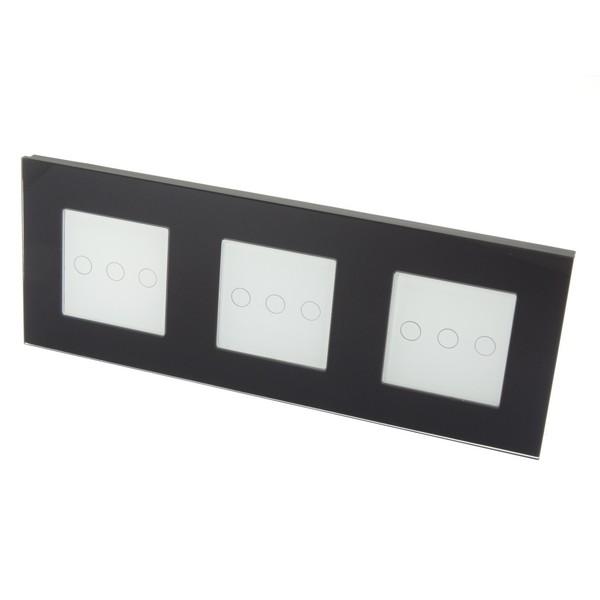 I LumoS Luxury Black Glass Frame & White Insert LED Remote Dimmer Touch Light Switches