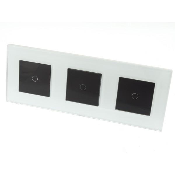I LumoS Luxury White Glass Frame & Black Insert LED WIFI RF Dimmer Touch Light Switches