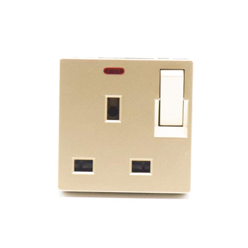 Gold UK Socket with button and neon module