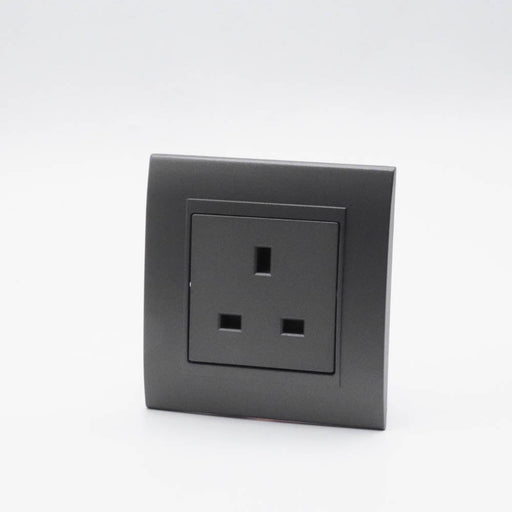 Dark Grey Plastic Arc Single Frame with Dark Grey Interests of UK Socket