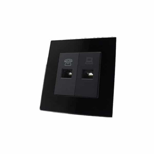 Black Glass Single Frame with telephone and internet ports