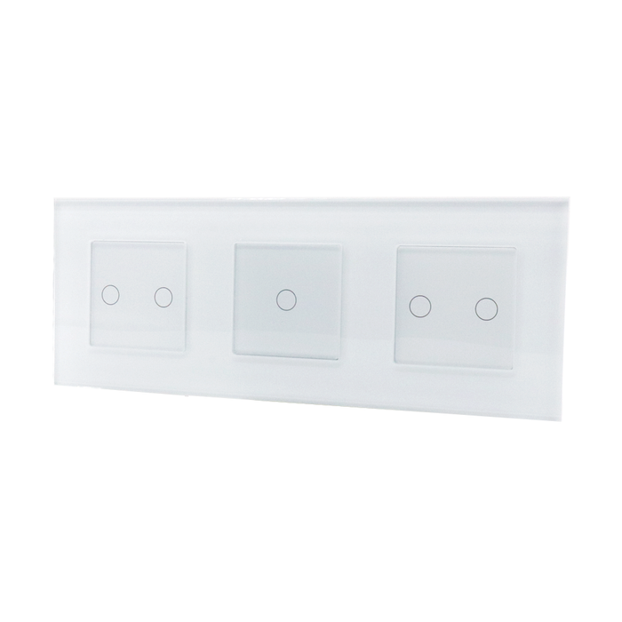 I LumoS Luxury White Glass Triple Frame Touch Dimmer 1 Way & 2 Way Combination LED Light Switches