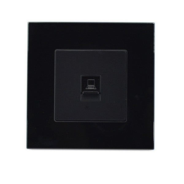 I LumoS Black Glass RJ45 ADSL T568A/B Cat 6 Internet Data Wall Single Socket