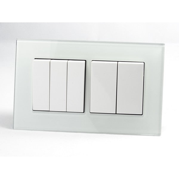 I LumoS AS Luxury White Glass Double Frame Rocker Light Switches