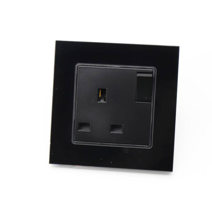 I LumoS Luxury Vertical Switch Glass Frame UK 13A Plug Single Socket