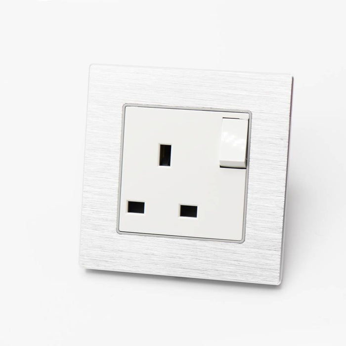 I LumoS Luxury Vertical Switch Brushed Frame UK 13A Plug Single Socket