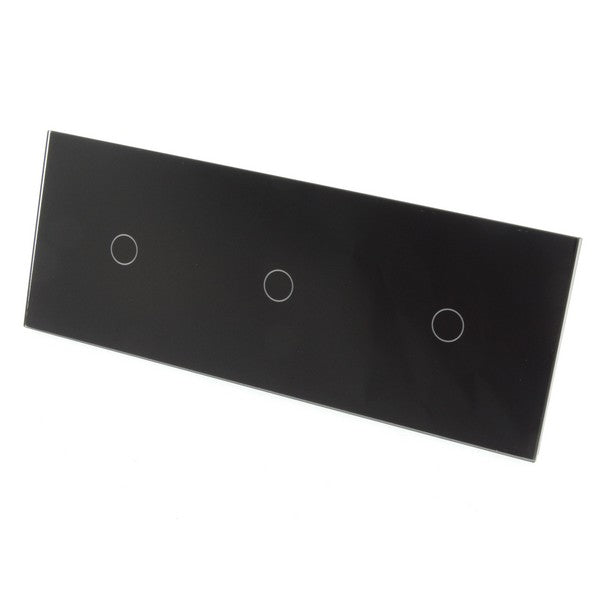 I LumoS Luxury Black Glass Triple Panel Touch Dimmer & On/Off Combination LED Light Switches