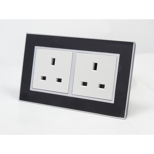 Black mirror glass frame with white insert uk socket