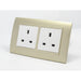 Gold Plastic Double Frame with white insert of double uk socket